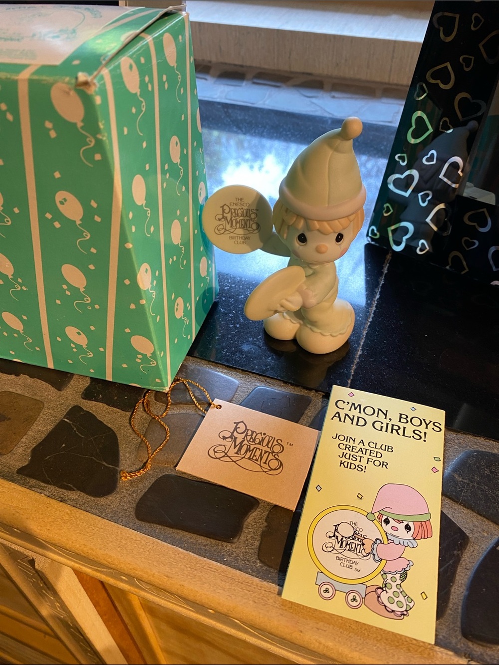 Precious Moments Figurine - Boy in band for circus in Mint Green